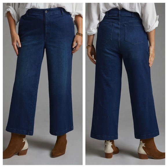 Anthropologie The Pier Relaxed Trouser Jeans Ultra High-Rise Slant Pockets Blue